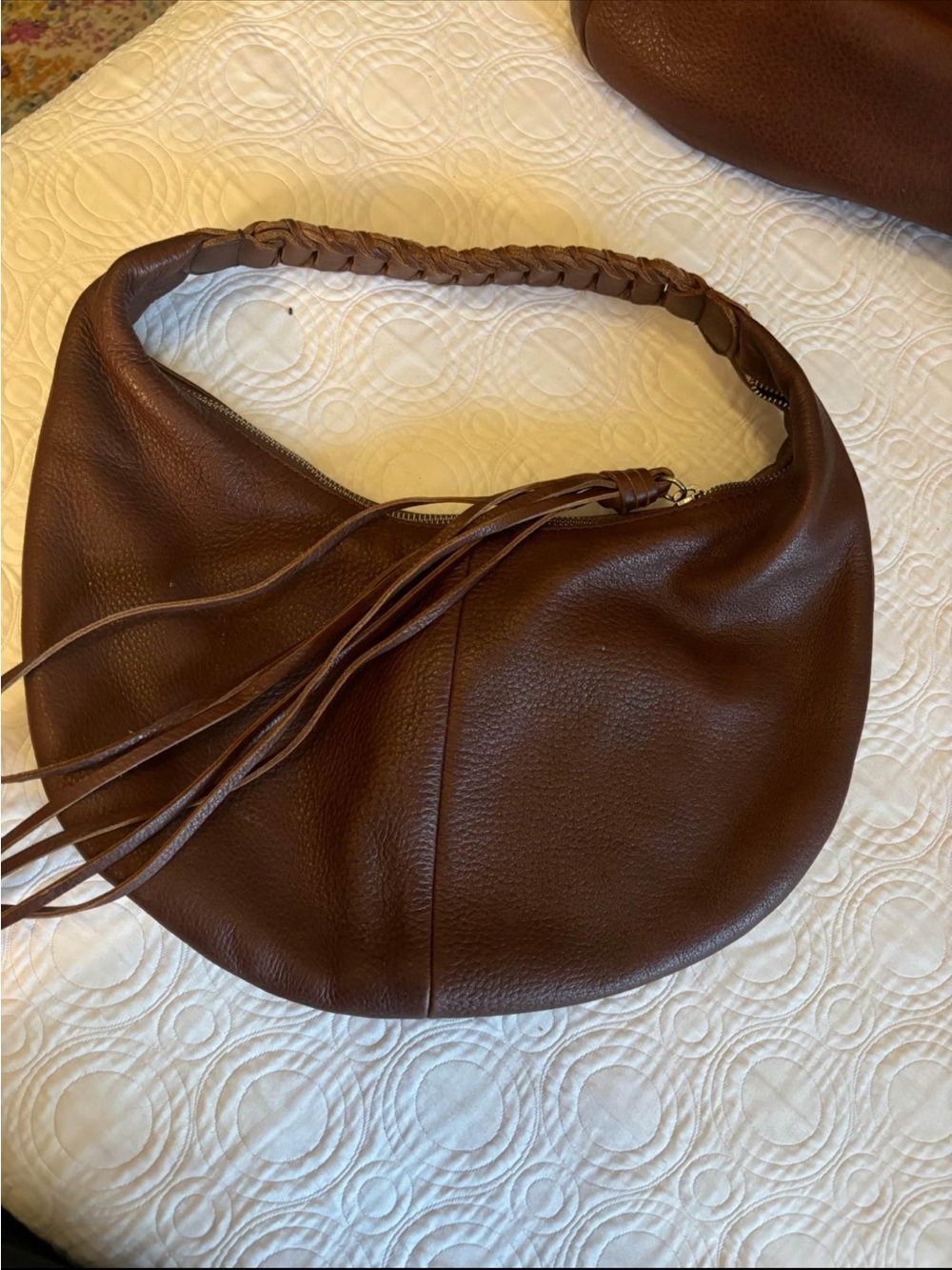 Vintage Banana Republic Brown Leather Hobo Shoulder Bag with Braided Strap
